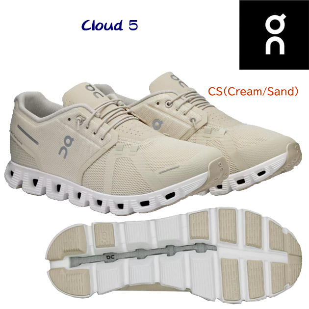 オン/メンズシューズ/ランニングシューズ Cloud5(メンズ/ランニングシューズ) 5997768M カラー:CS(カラー:CreamSand×サイズ:27.0cm)